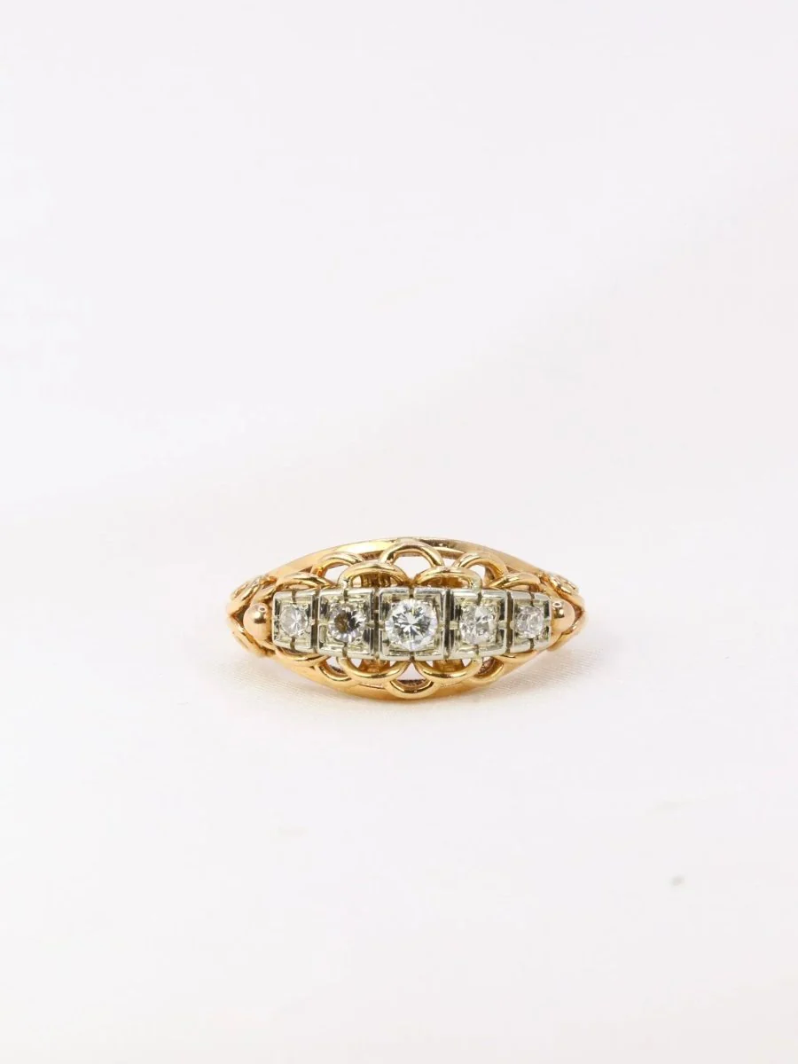 Vintage gold and diamond garter ring