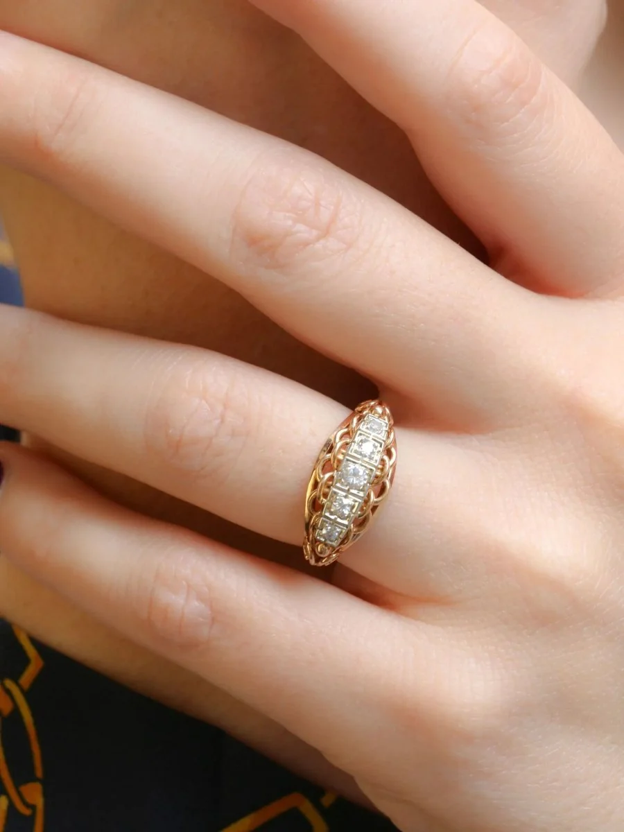 Vintage gold and diamond garter ring - Image 2