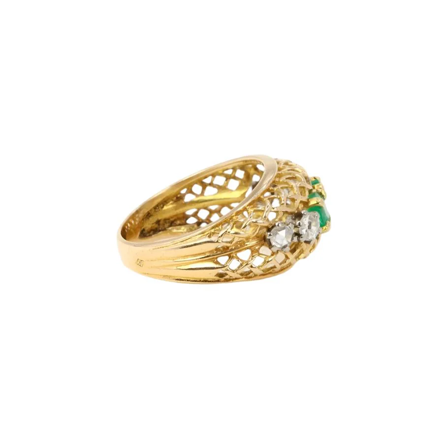 Garter ring in yellow gold, emeralds and diamonds - Image 4