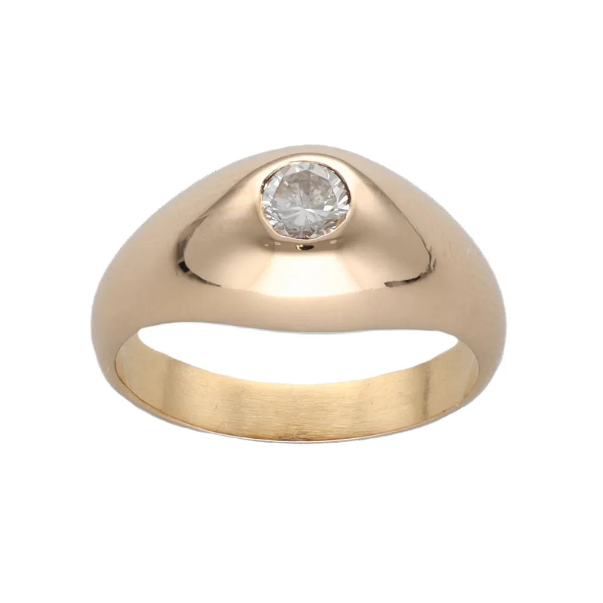 Ring English Wedding Band in yellow gold 18 Cts with a diamond of 0.25 Cts brilliant cut G-VS. Size 54