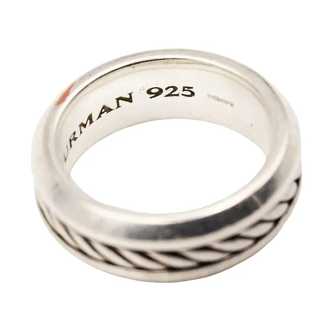 DAVID YURMAN "Cable Inlay" Silver Bangle Ring - Image 6