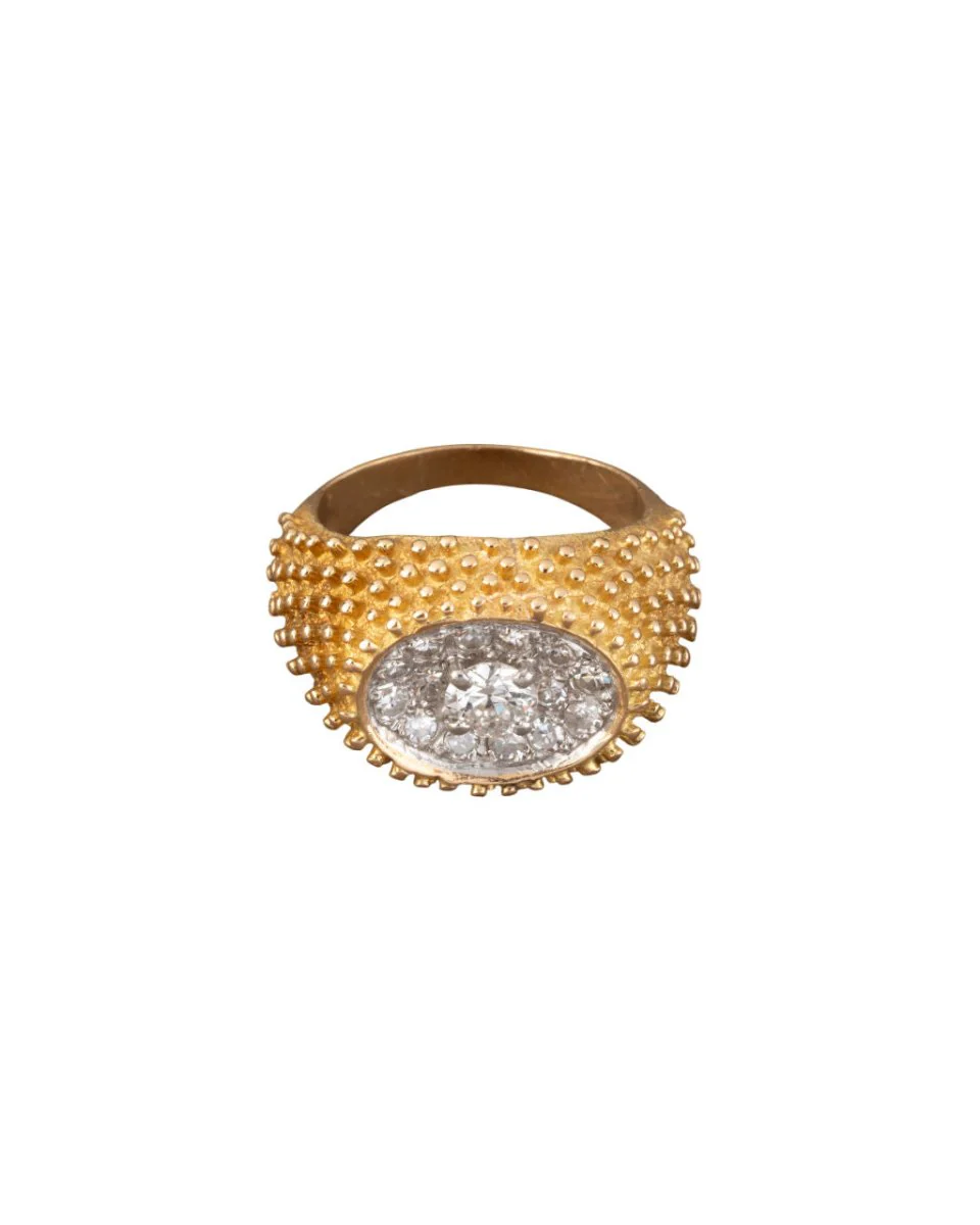 Band ring in yellow gold and diamonds - Image 2
