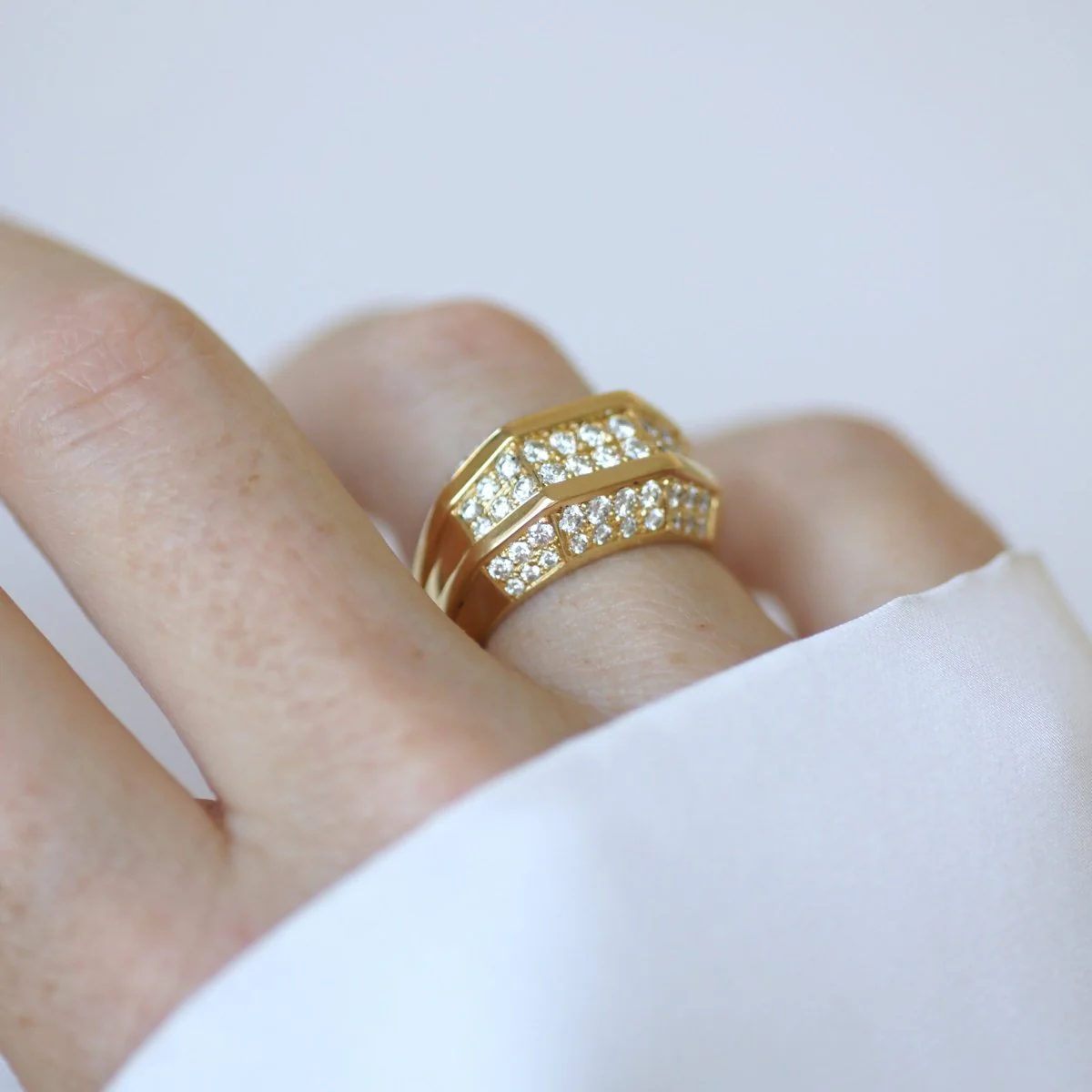Yellow Gold and Diamond Bangle Ring - Image 2