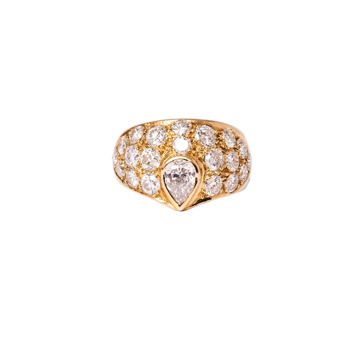 Jonc ring in yellow gold and diamonds