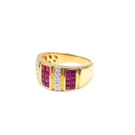 Jonc ring in yellow gold, rubies and diamonds - Image 4