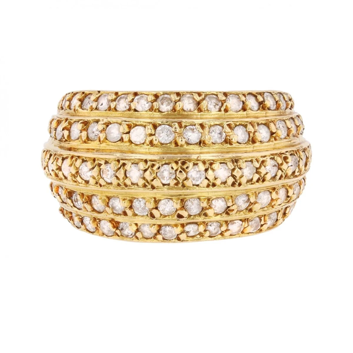 Ring wide rush in yellow gold and diamonds