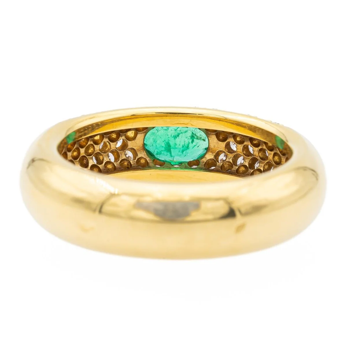 Emerald Yellow Gold Bangle Ring - Image 5