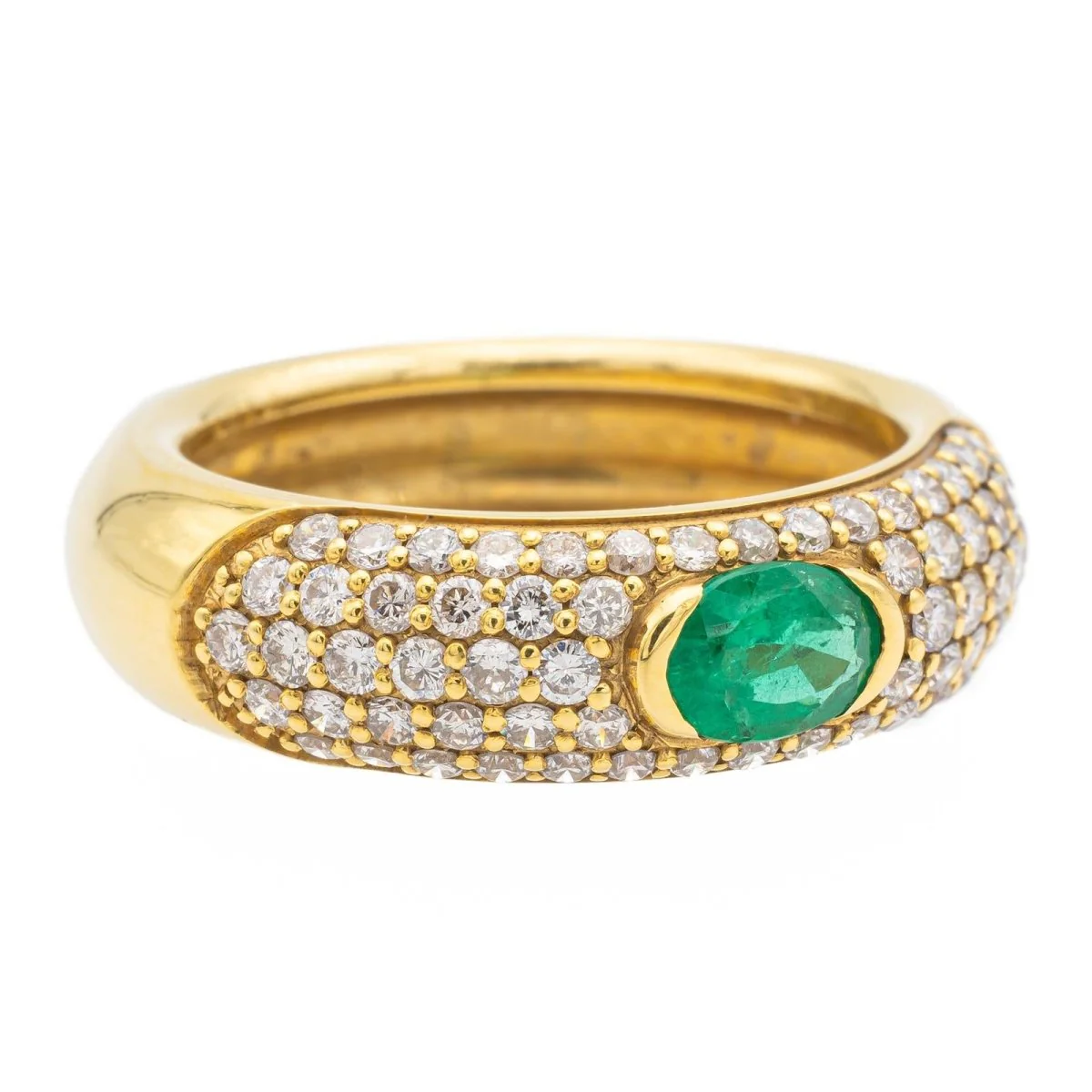 Emerald Yellow Gold Bangle Ring - Image 7