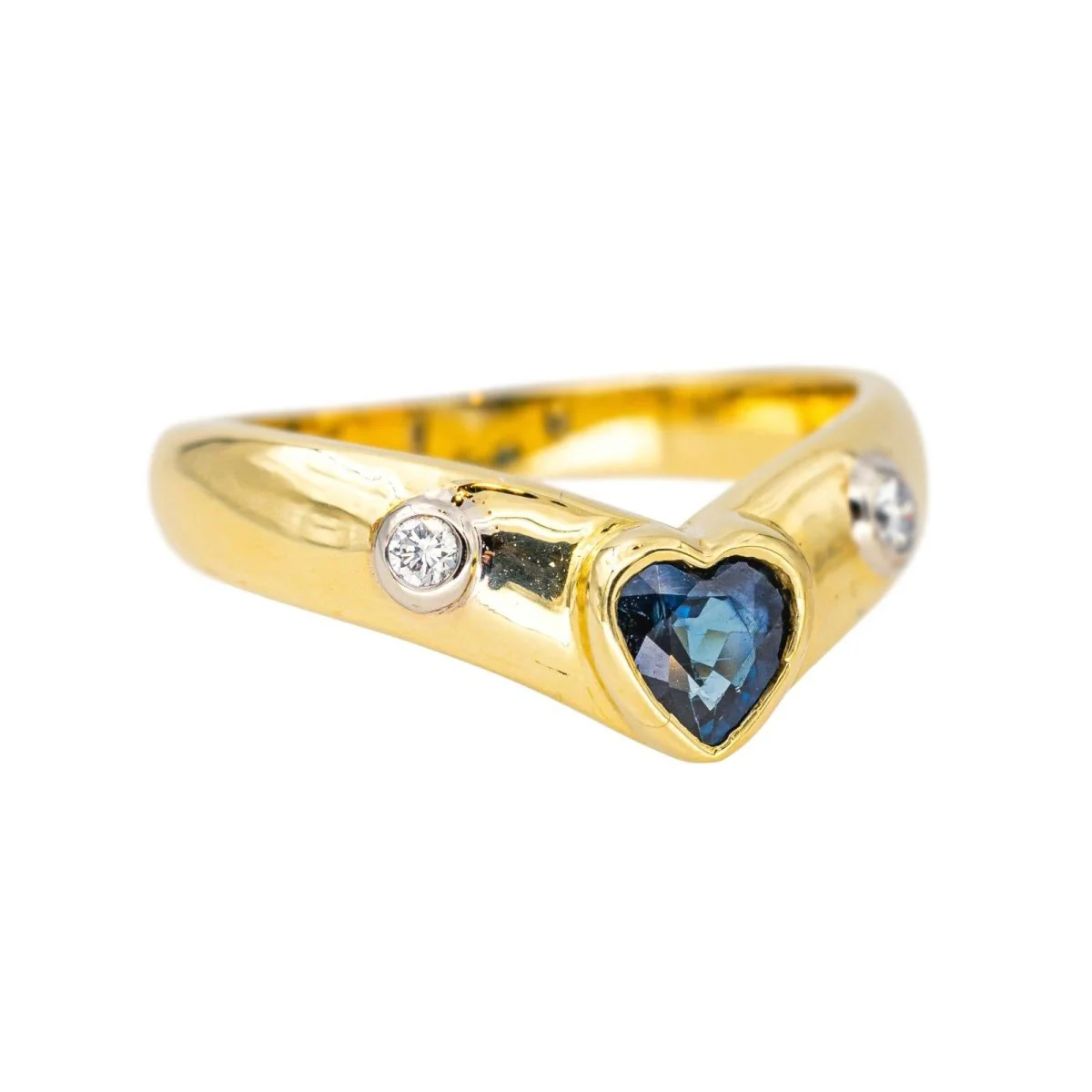 Jonc ring in yellow gold, sapphire and diamonds - Image 6