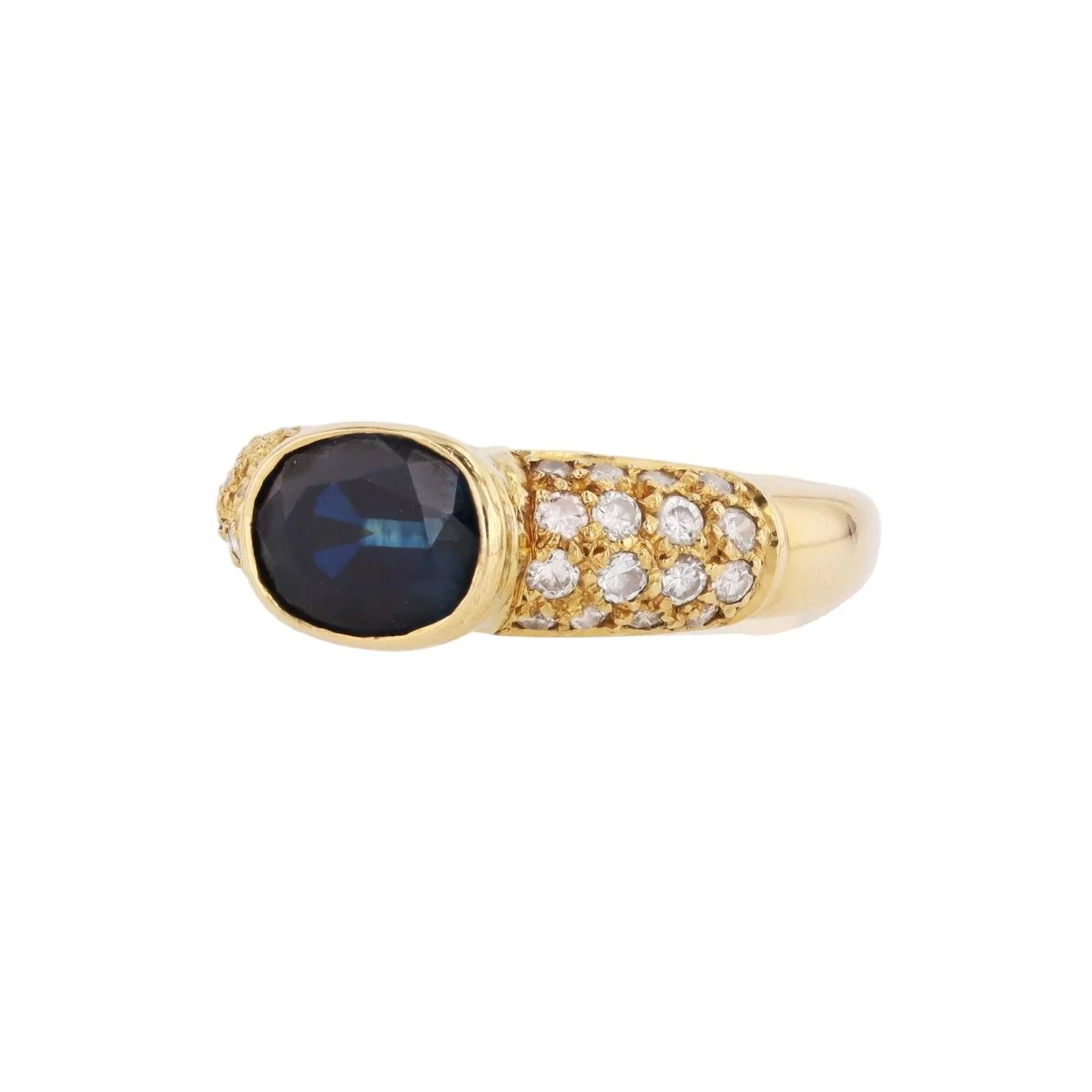 Jonc ring in yellow gold, sapphire and diamonds - Image 4
