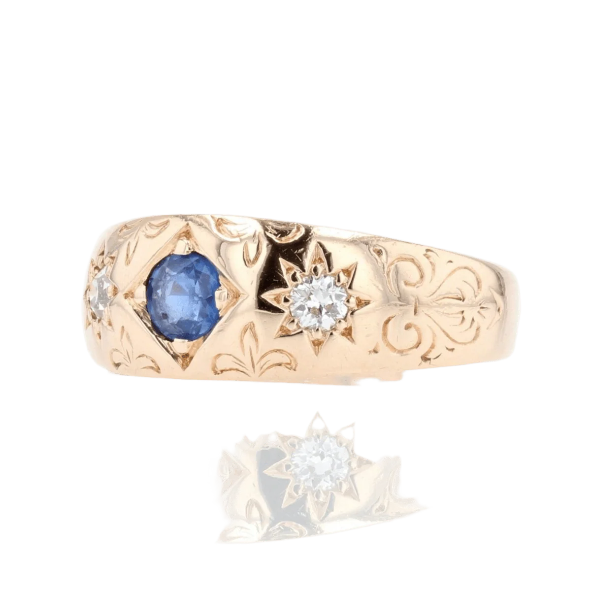 Rose gold, sapphire and diamond bangle ring - Image 3
