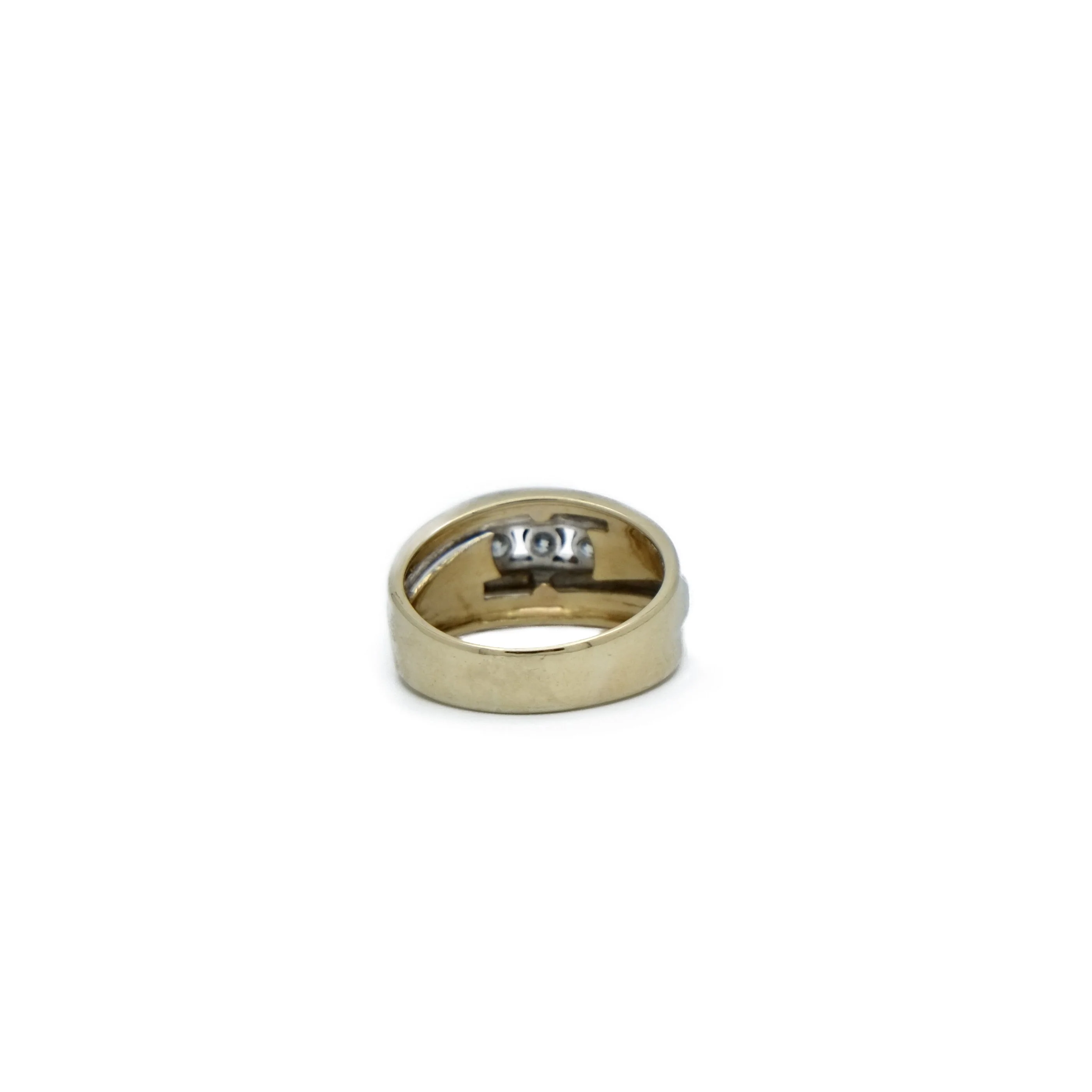 Ring wedding band in yellow gold and white gold and diamond - Image 5