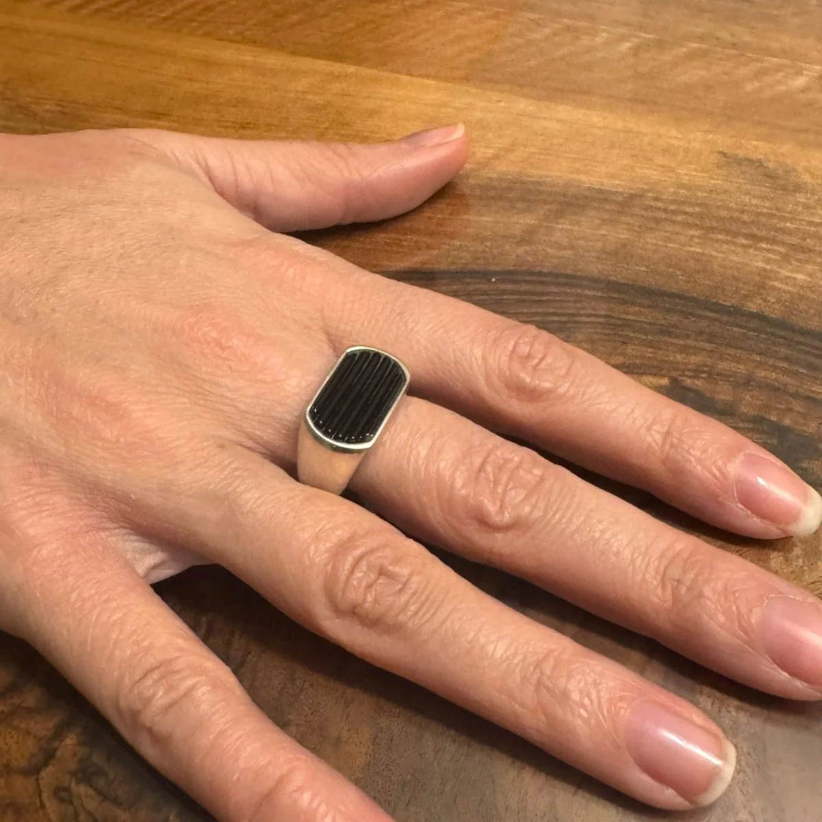 LALIQUE signet ring "The Alpha Man" in silver and crystal - Image 2