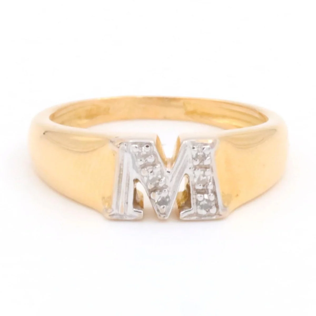 Letter Ring Yellow Gold Diamond