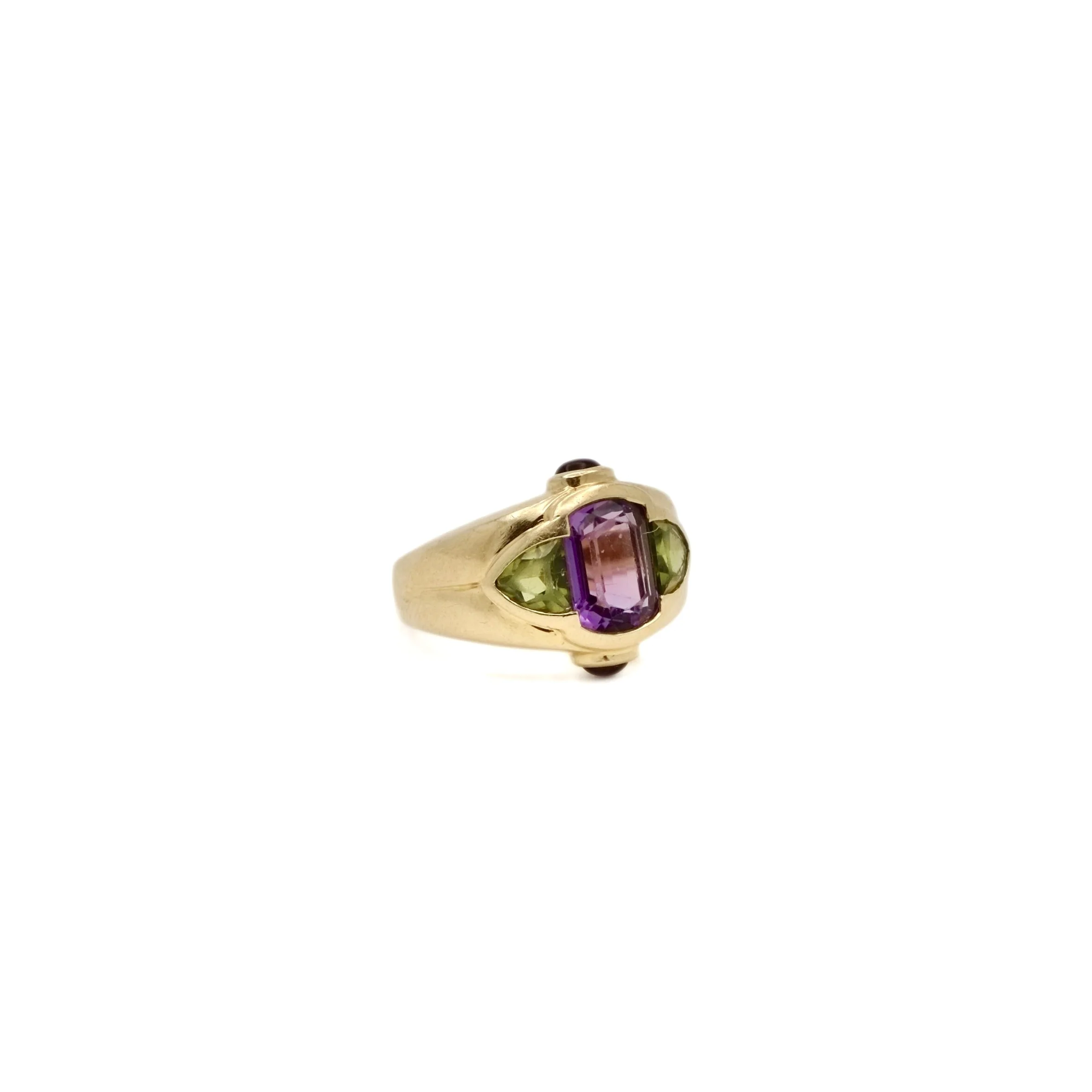 Ring Lilac in yellow gold and amethyst and peridots - Image 3