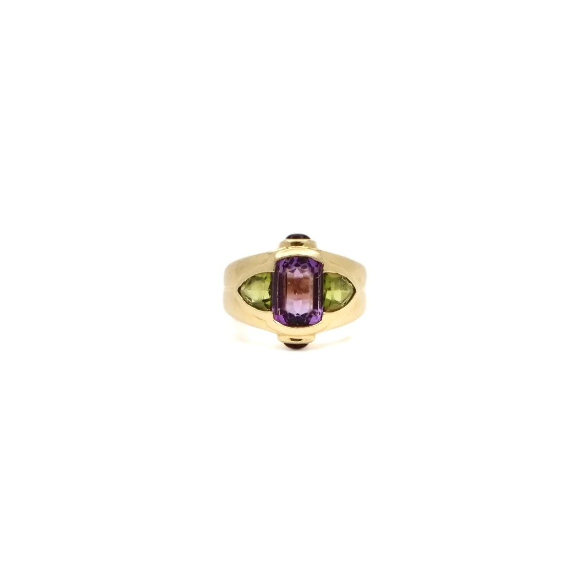 Bague Lilas en or jaune et améthyste et péridots - Image 3