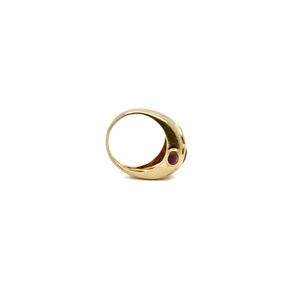 Bague Lilas en or jaune et améthyste et péridots - Image 6