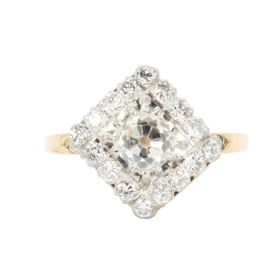 Ring rhombus diamond antique cut 1.07 carat