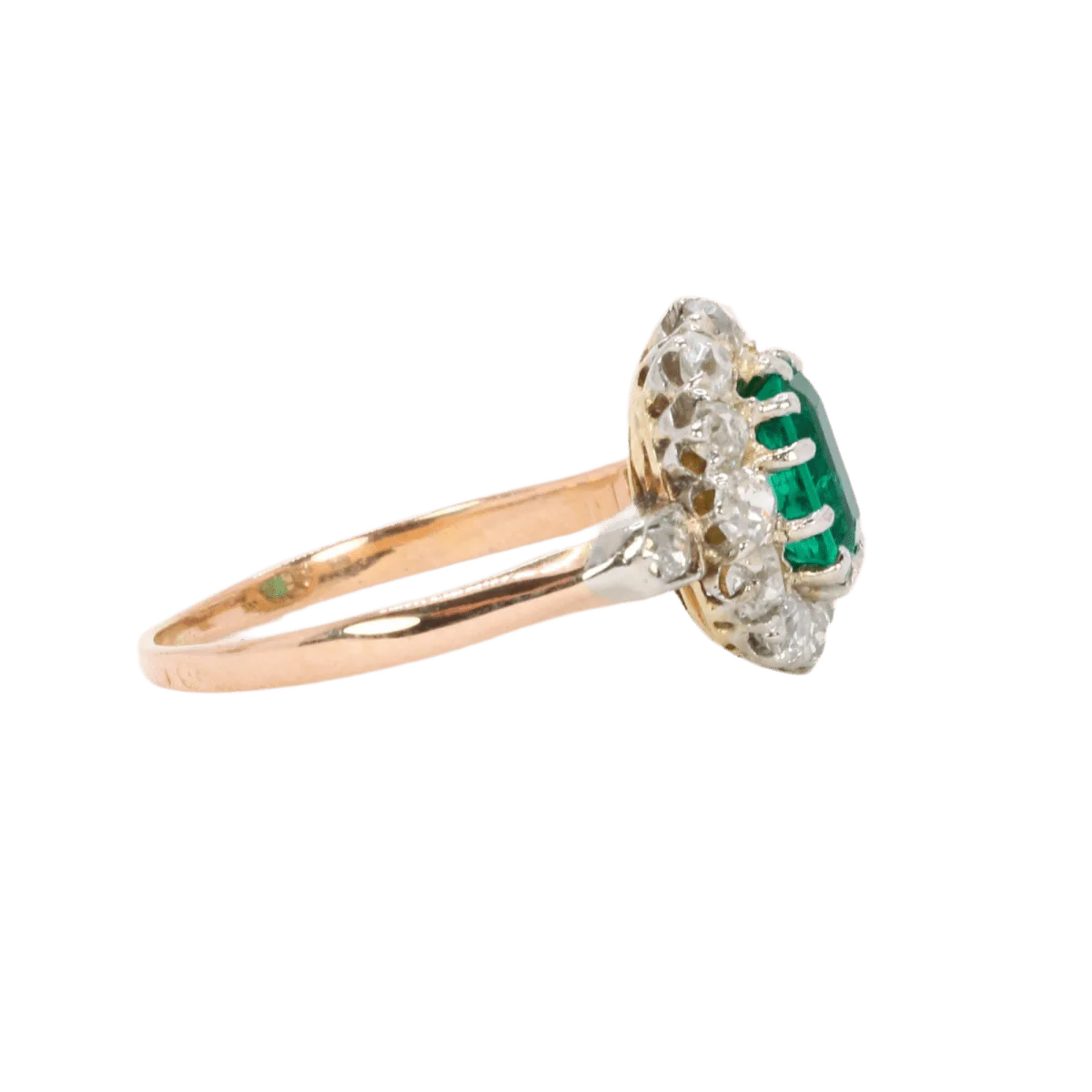 Ring Marguerite en rose gold, white gold, emerald and diamonds - Image 5