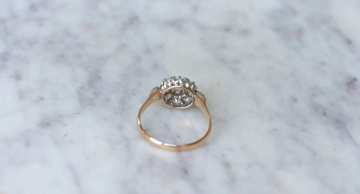 Ring Marguerite diamonds 1.20 Ct Rose Gold - Image 8