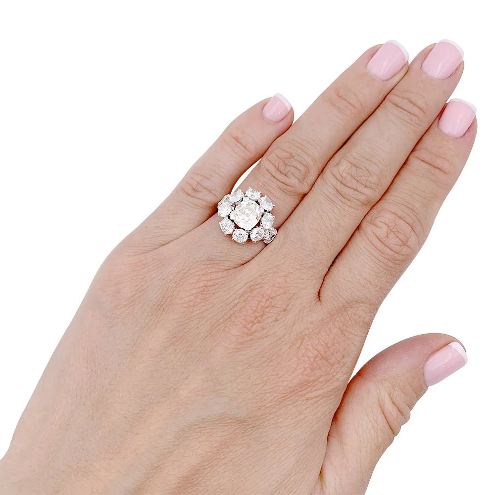 Marguerite ring in platinum and diamonds - Image 4