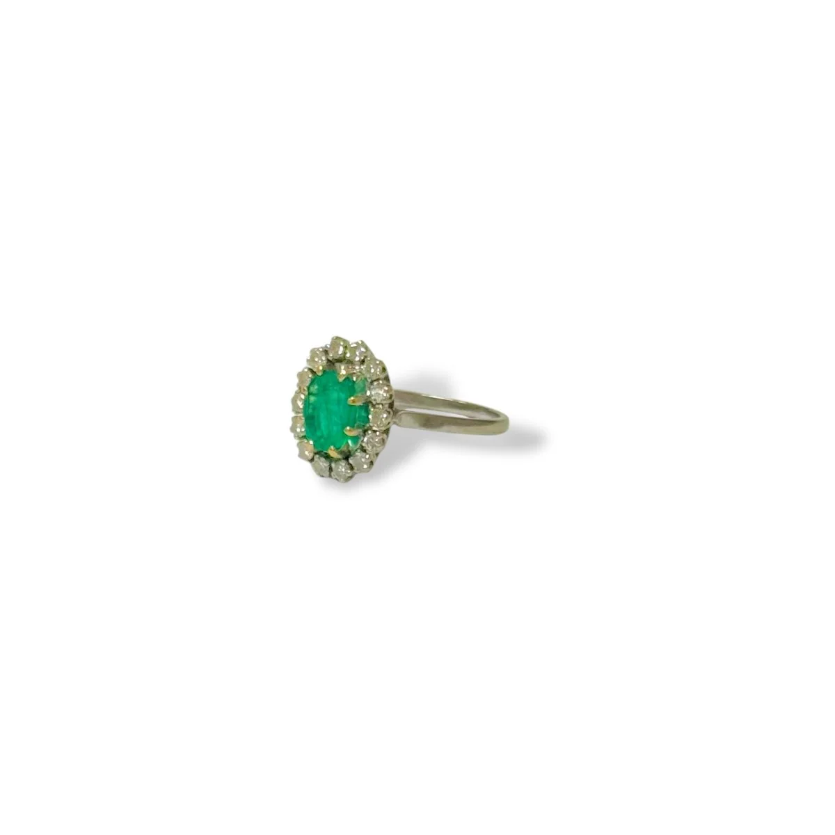 Ring white gold and emerald daisy