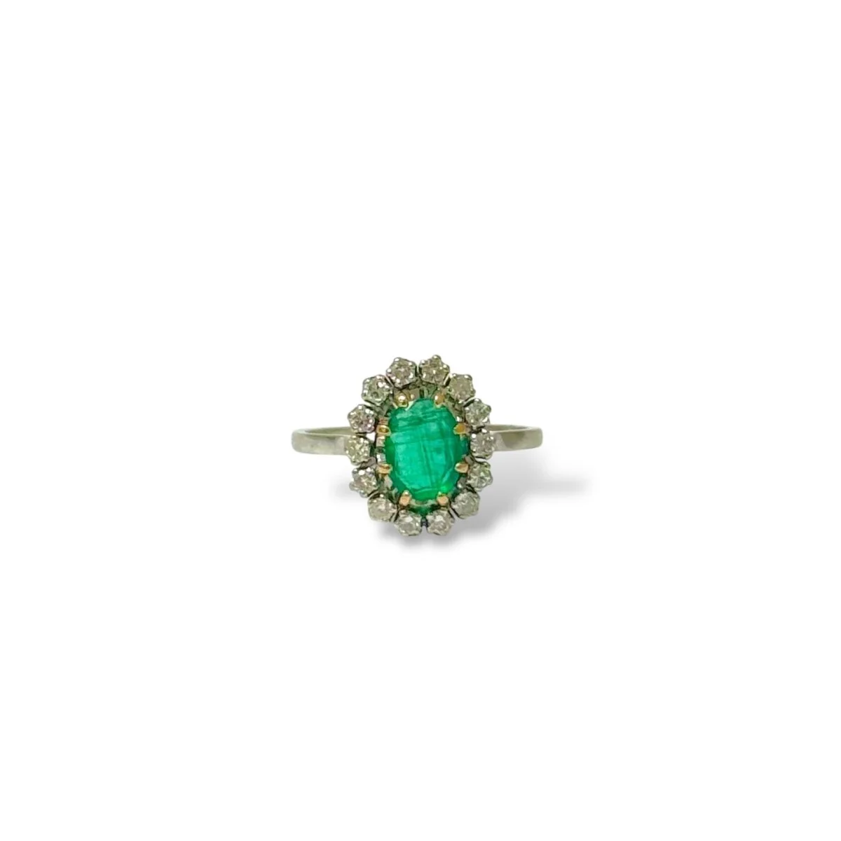 Ring white gold and emerald daisy - Image 4
