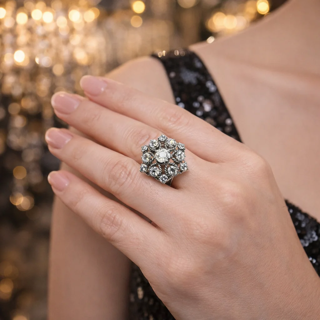 Marguerite Ring in White Gold and Diamonds - Image 2
