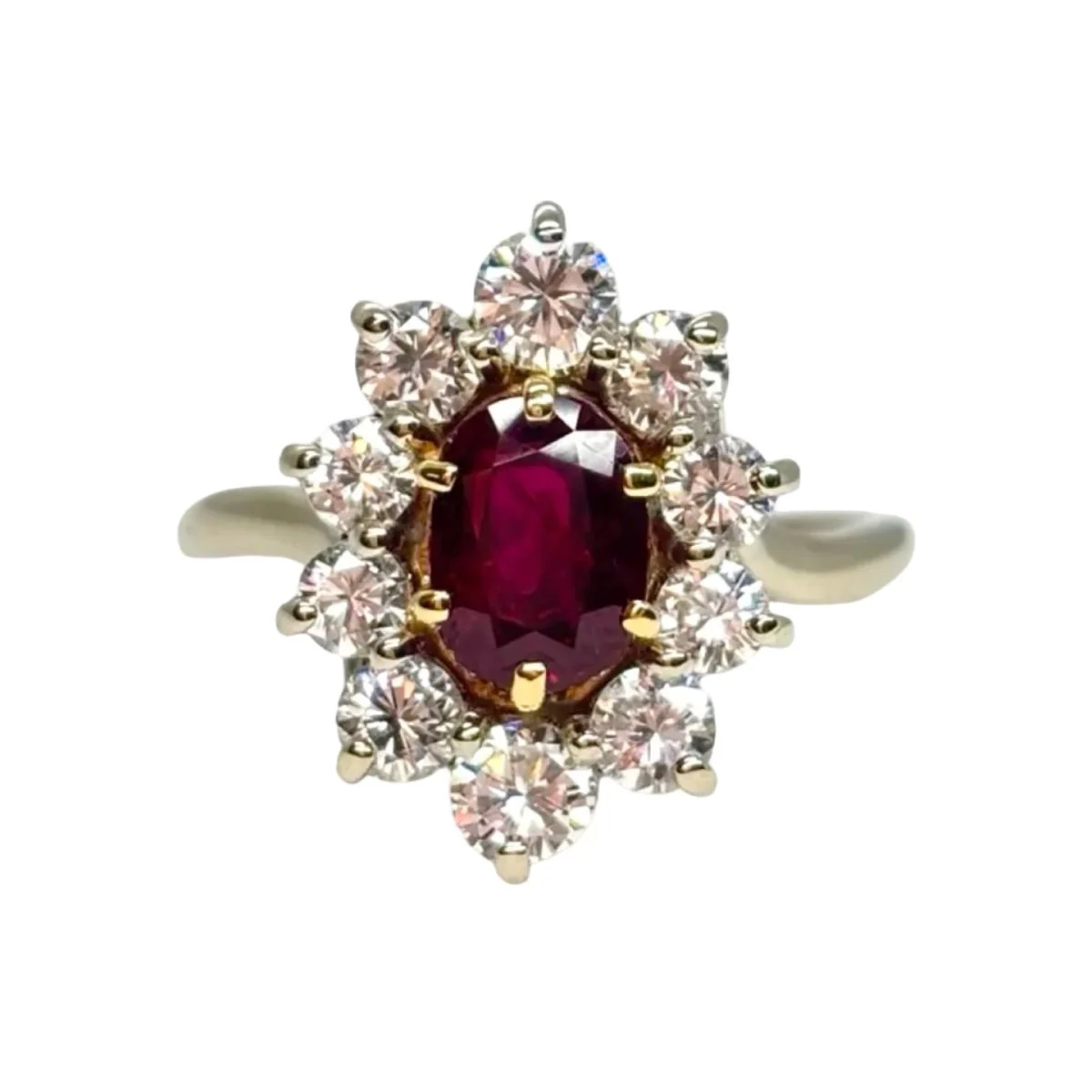 Marguerite Ring in White Gold, Ruby, and Diamonds