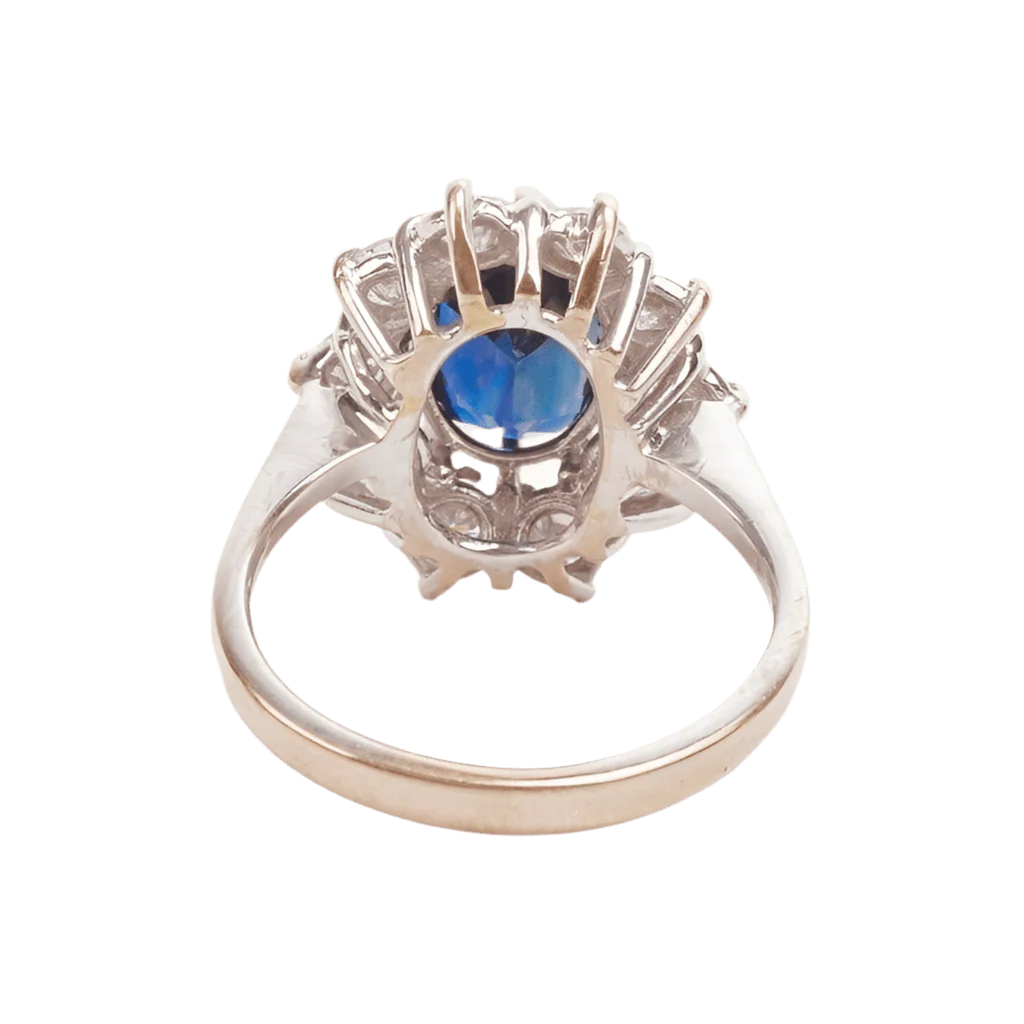 Marguerite ring in white gold, sapphire and diamonds - Image 4