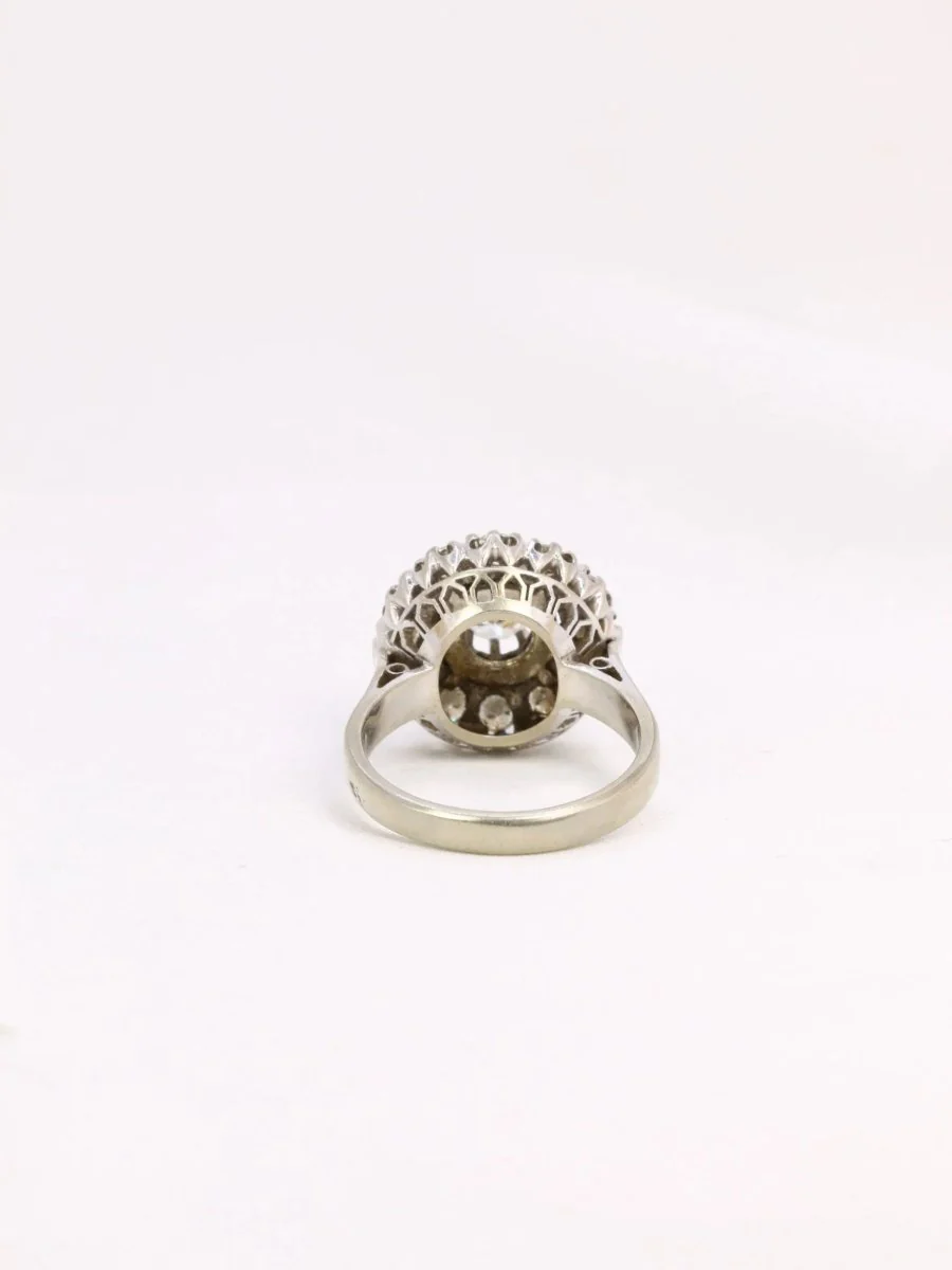 Platinum gold daisy ring with 1.2 ct diamonds - Image 5