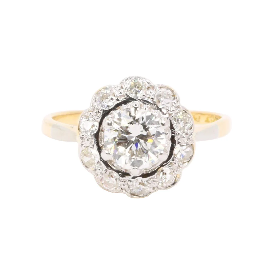 Ring daisy yellow gold diamond 0.8 carat