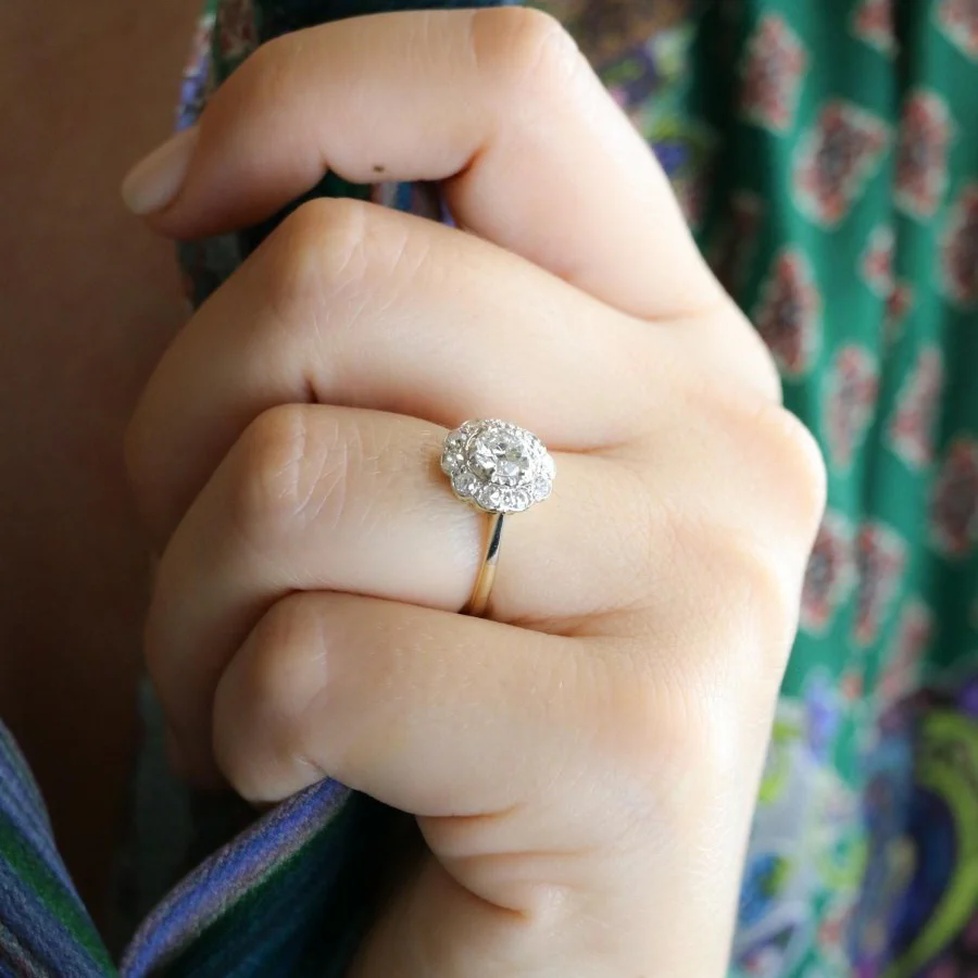 Ring daisy yellow gold diamond 0.8 carat - Image 10