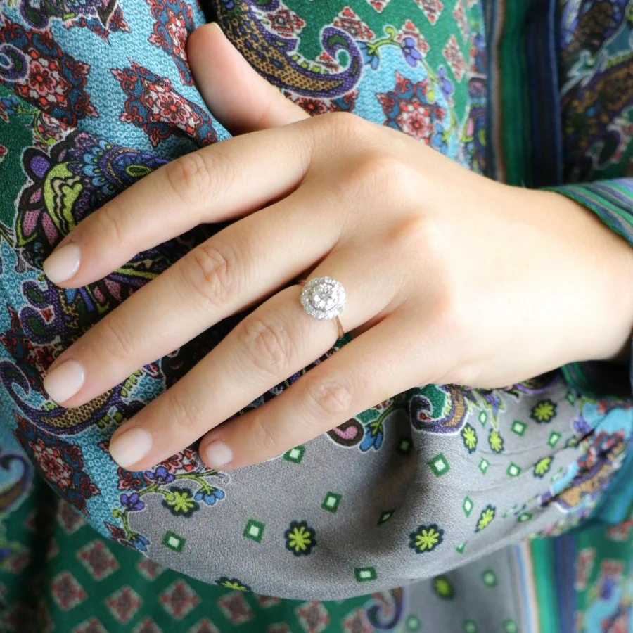 Ring daisy yellow gold diamond 0.8 carat - Image 11