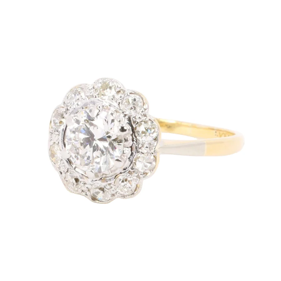Ring daisy yellow gold diamond 0.8 carat - Image 3