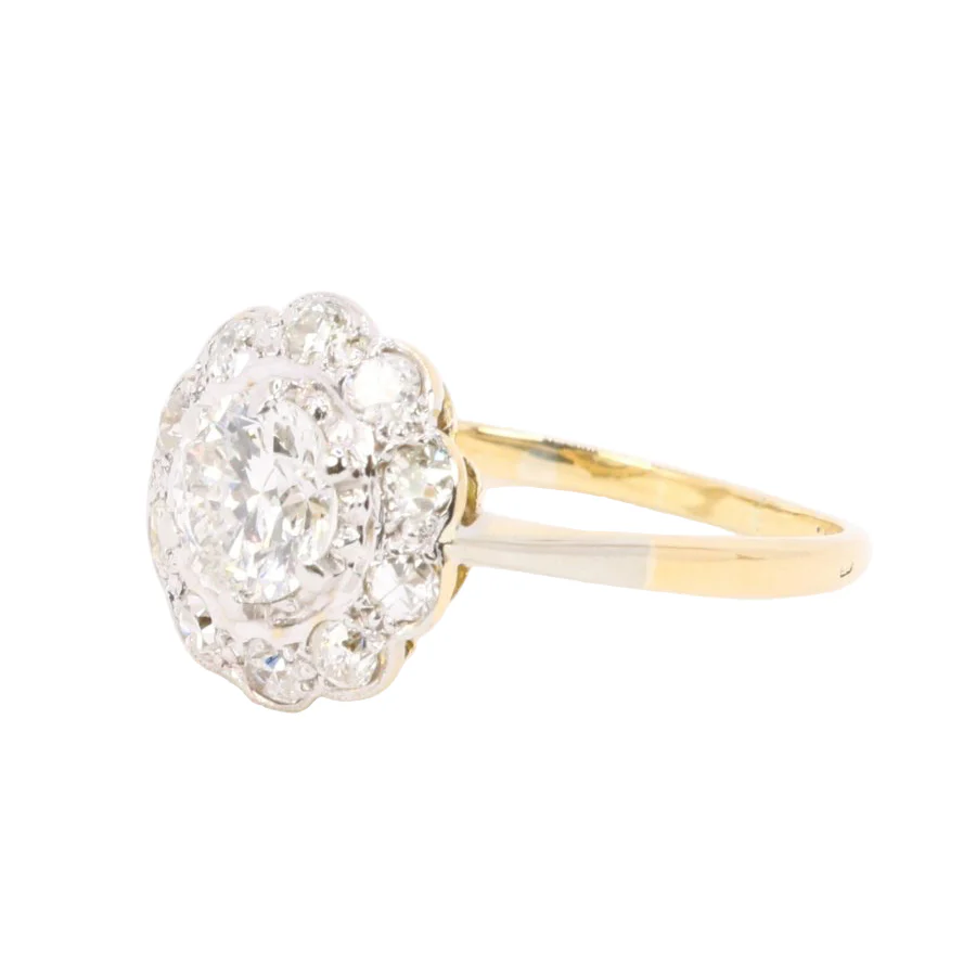 Ring daisy yellow gold diamond 0.8 carat - Image 4