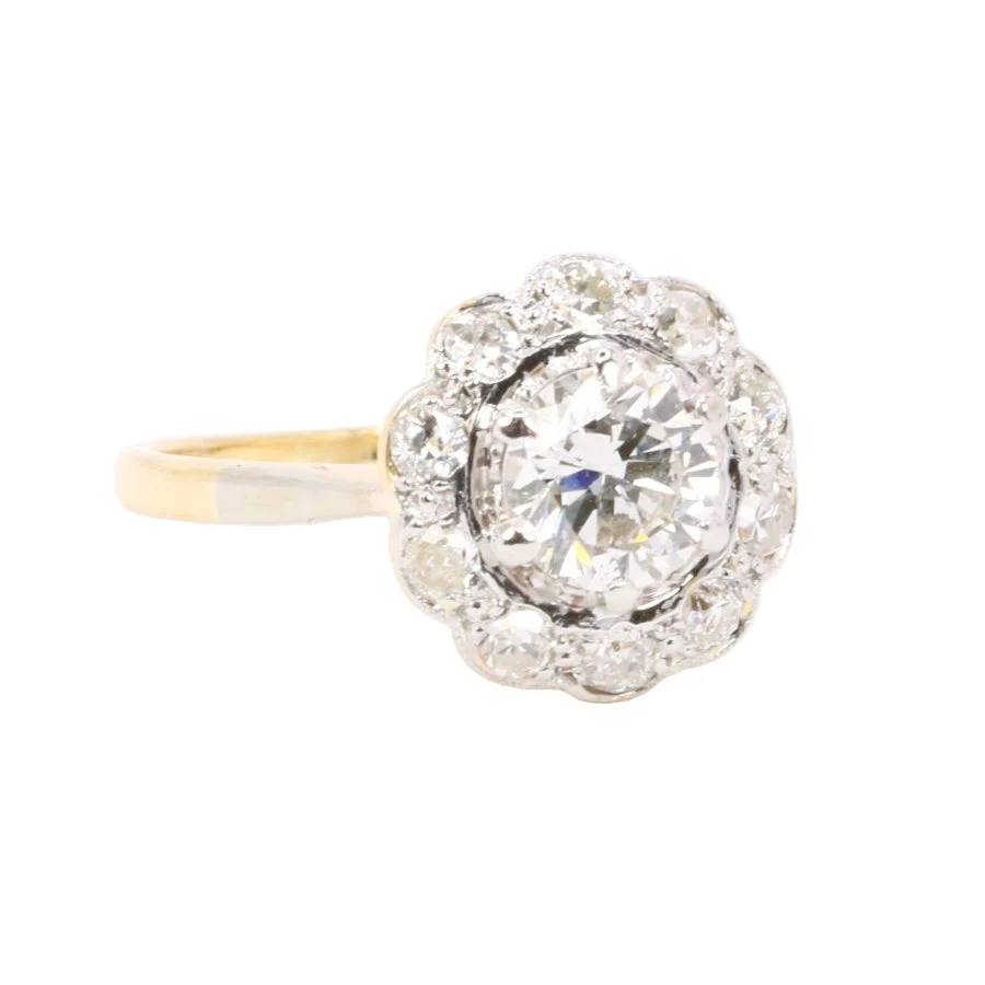 Ring daisy yellow gold diamond 0.8 carat - Image 8