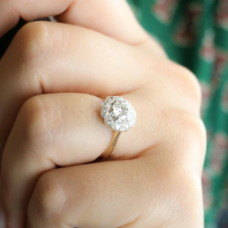 Ring daisy yellow gold diamond 0.8 carat - Image 9