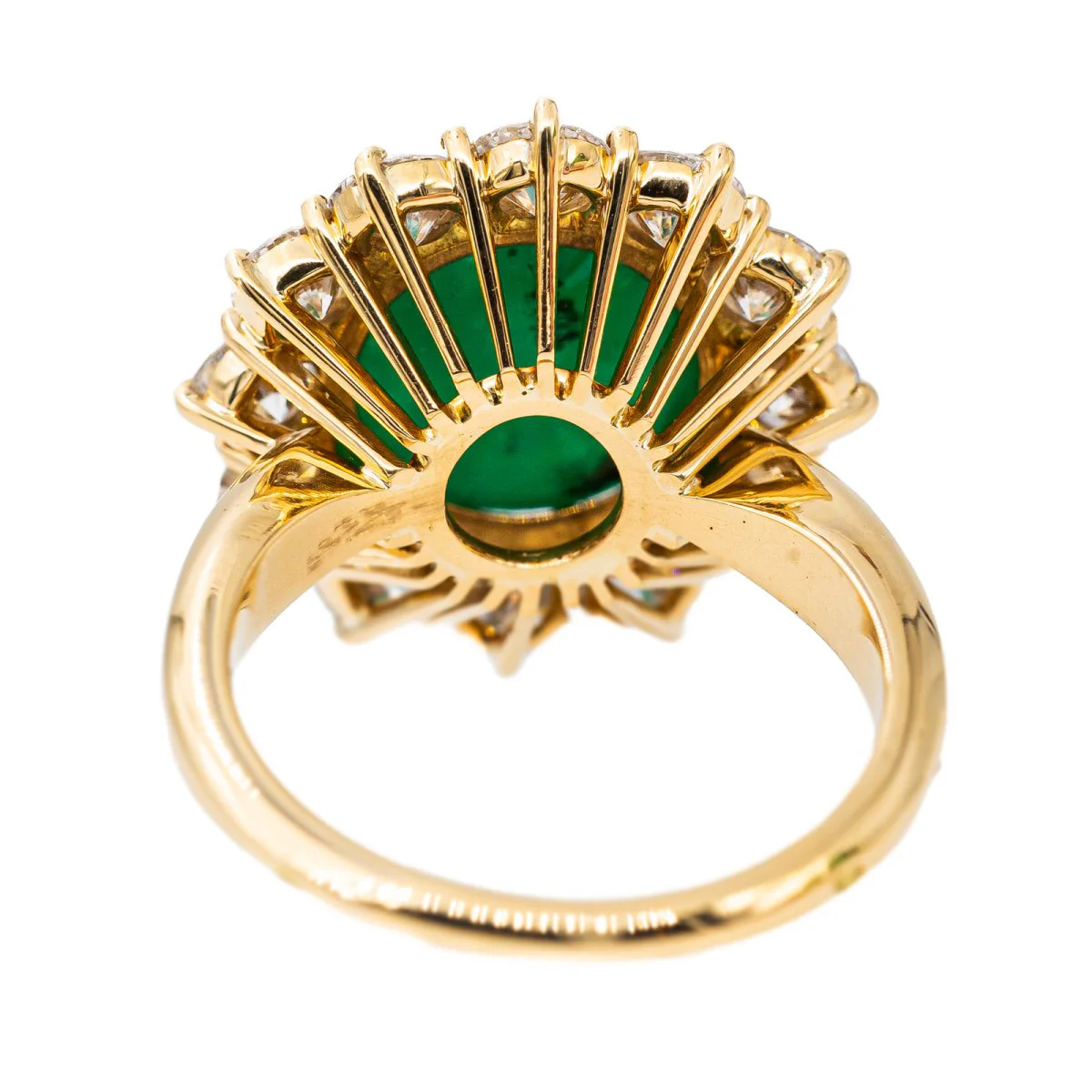 Marguerite ring in yellow gold, emerald and diamond - Image 5