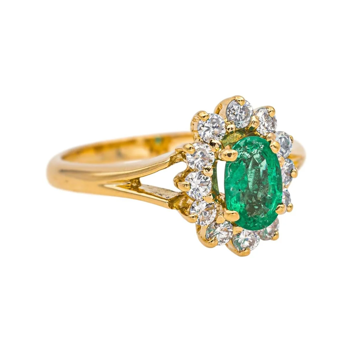 Marguerite Ring in Yellow Gold, Emerald, and Diamonds - Image 6