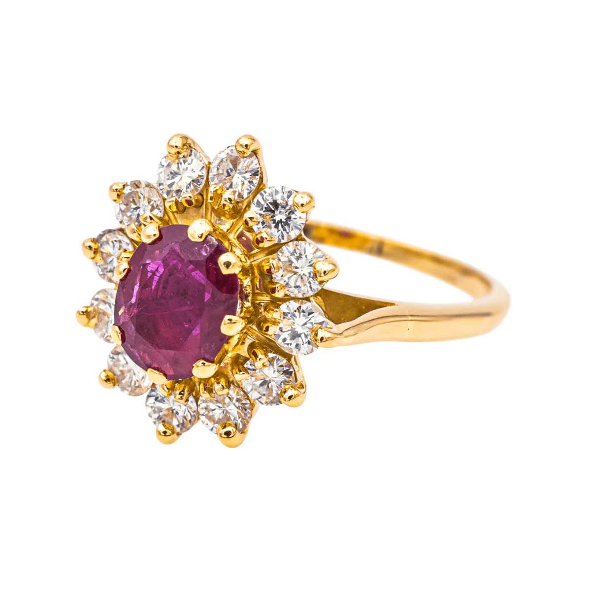 Ring Marguerite en yellow gold, ruby and diamonds - Image 3