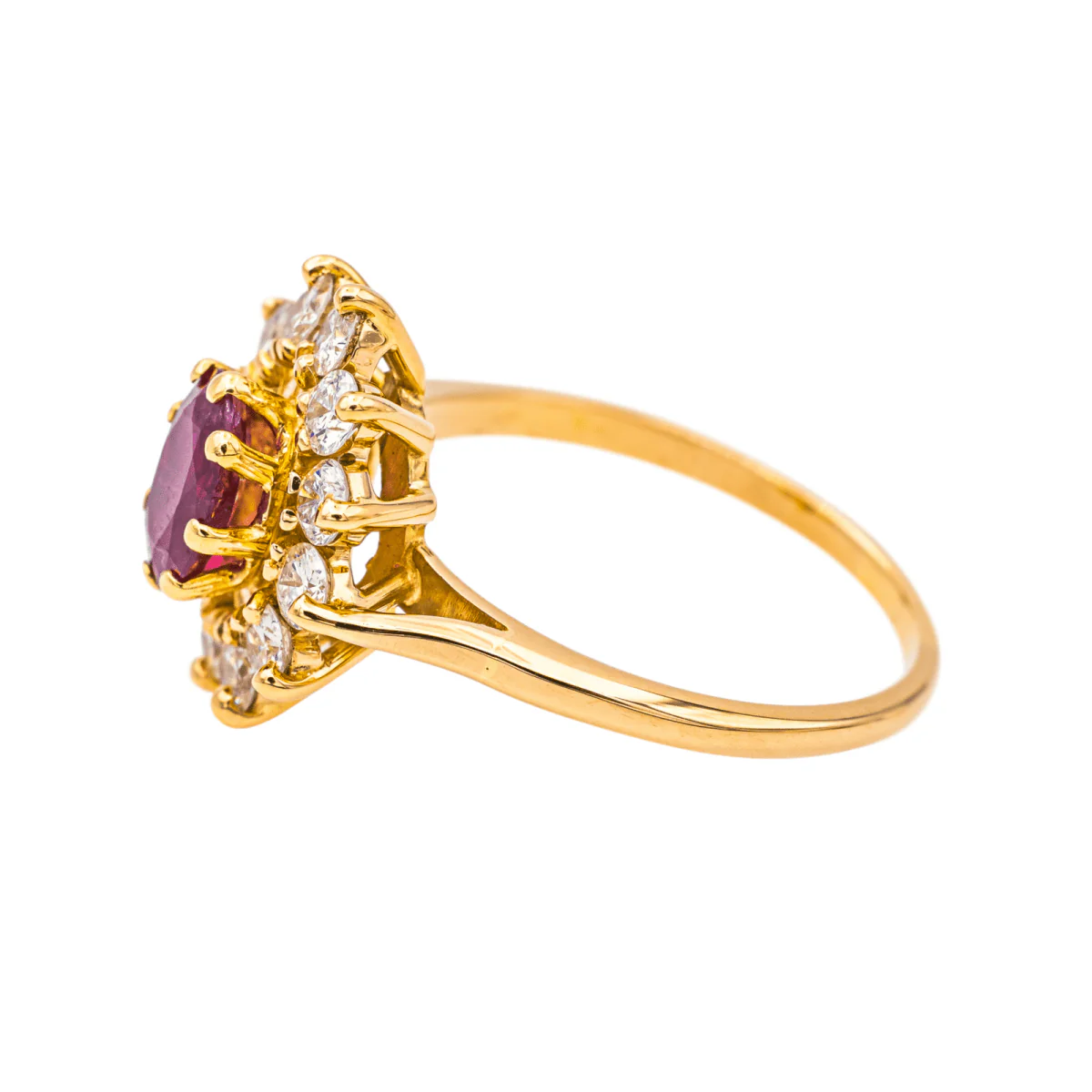 Ring Marguerite en yellow gold, ruby and diamonds - Image 4