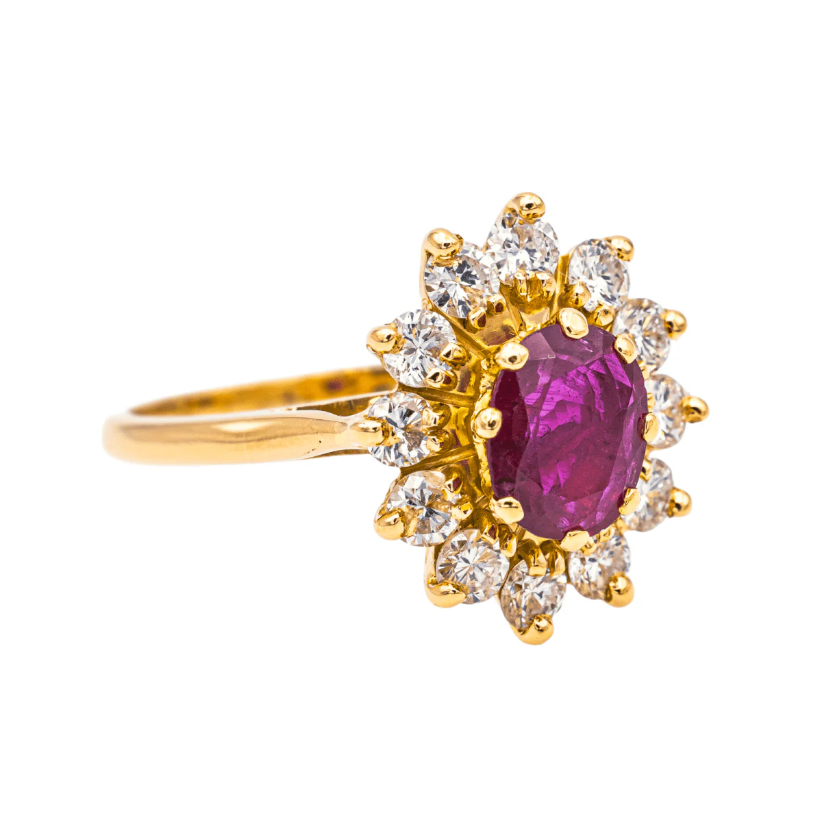 Ring Marguerite en yellow gold, ruby and diamonds - Image 6