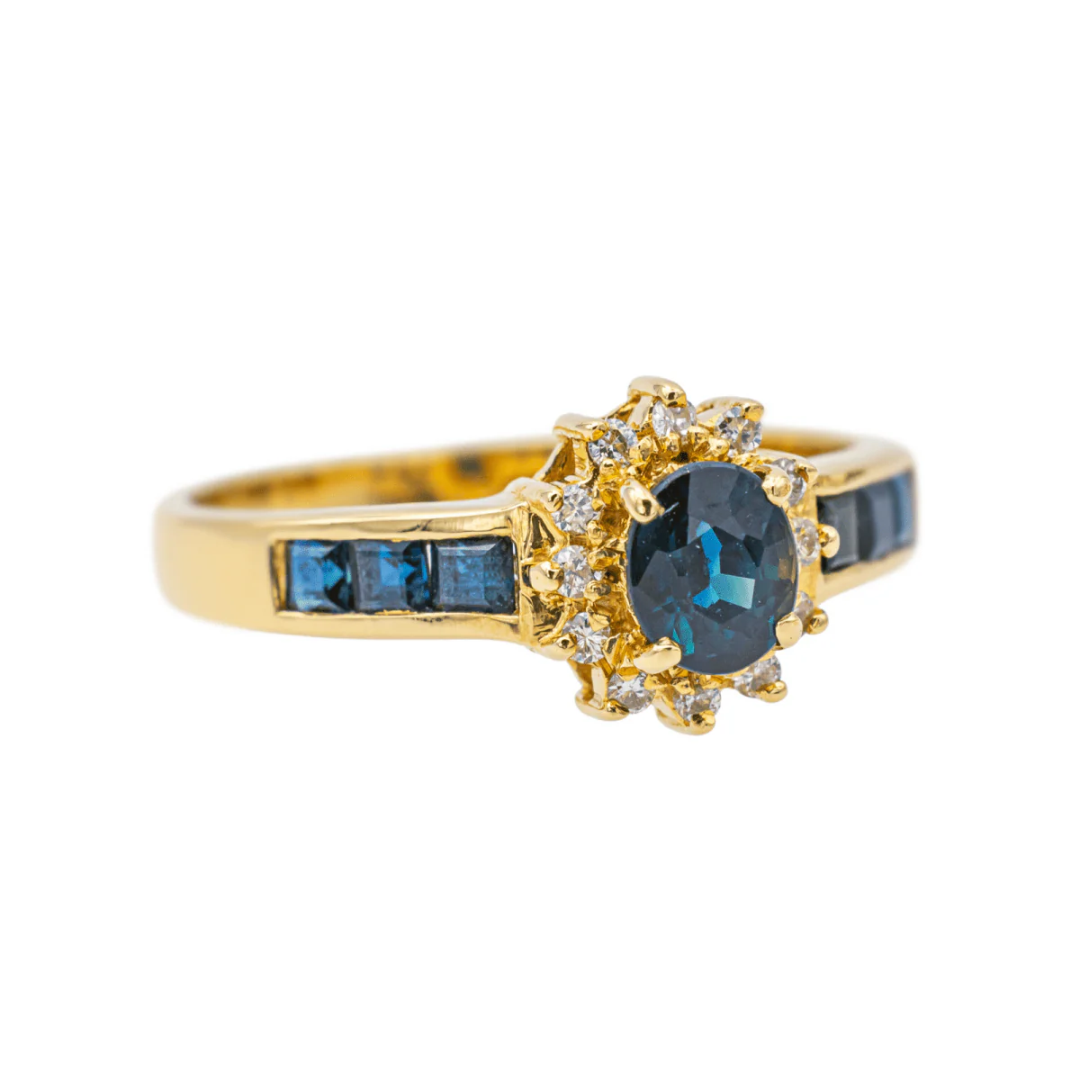 Daisy ring in yellow gold, sapphires and diamonds - Image 6