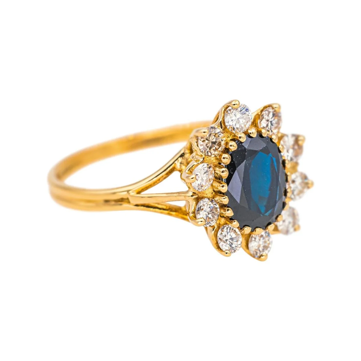 Ring Marguerite in yellow gold, sapphire and diamonds - Image 6