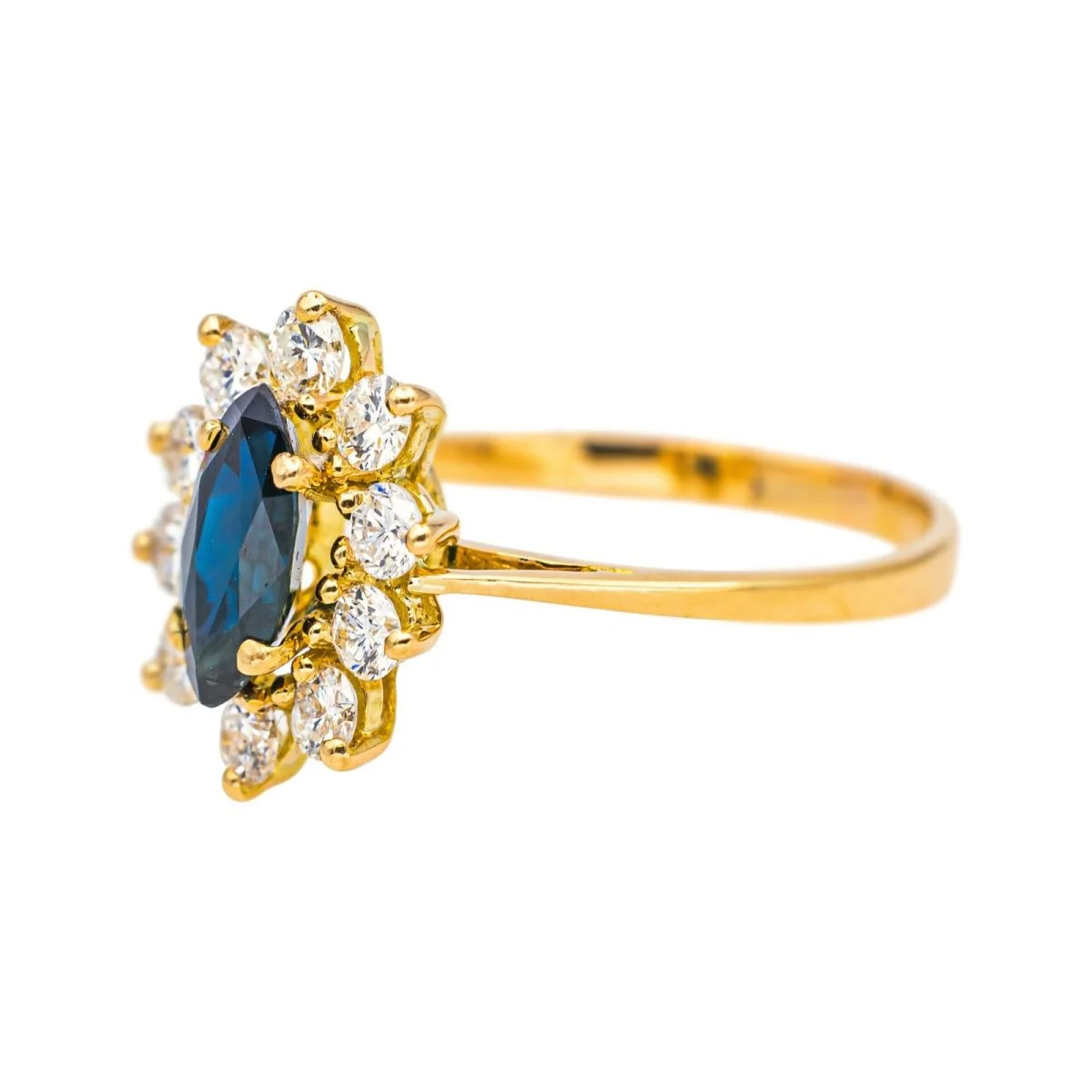 Marguerite ring in yellow gold, sapphire and diamonds - Image 4