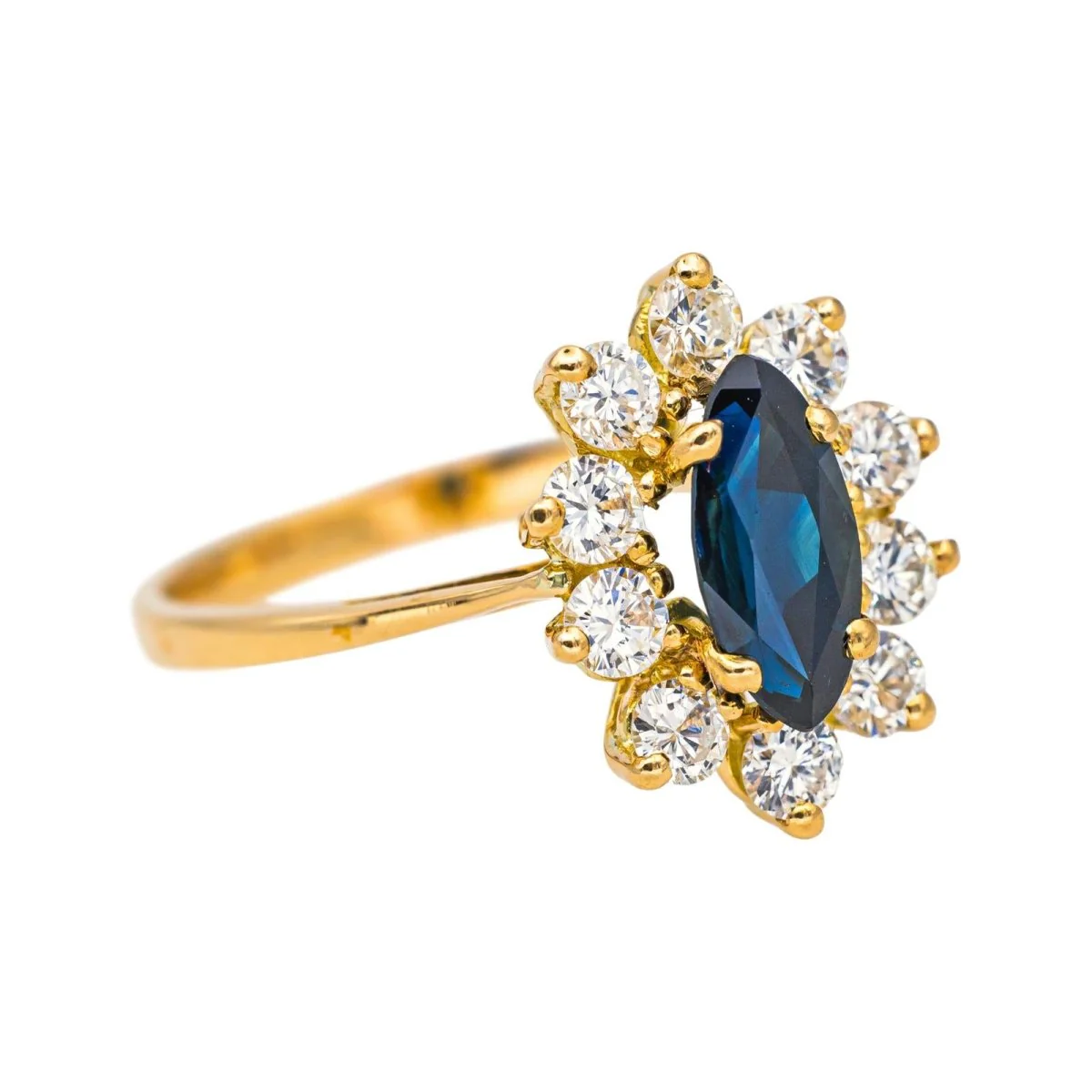 Marguerite ring in yellow gold, sapphire and diamonds - Image 6