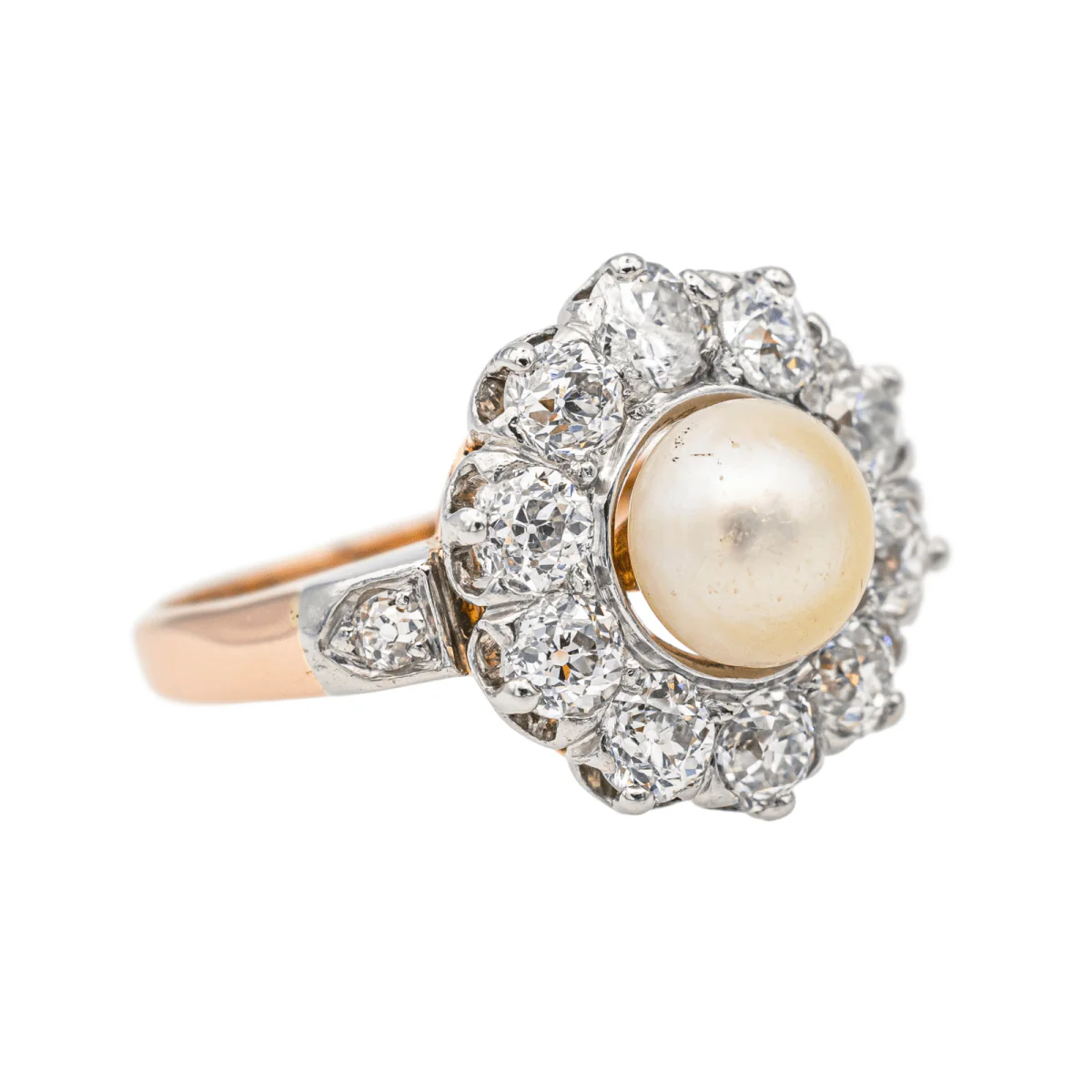 Ring Marguerite en rose gold, paltinium, pearl and diamonds - Image 6
