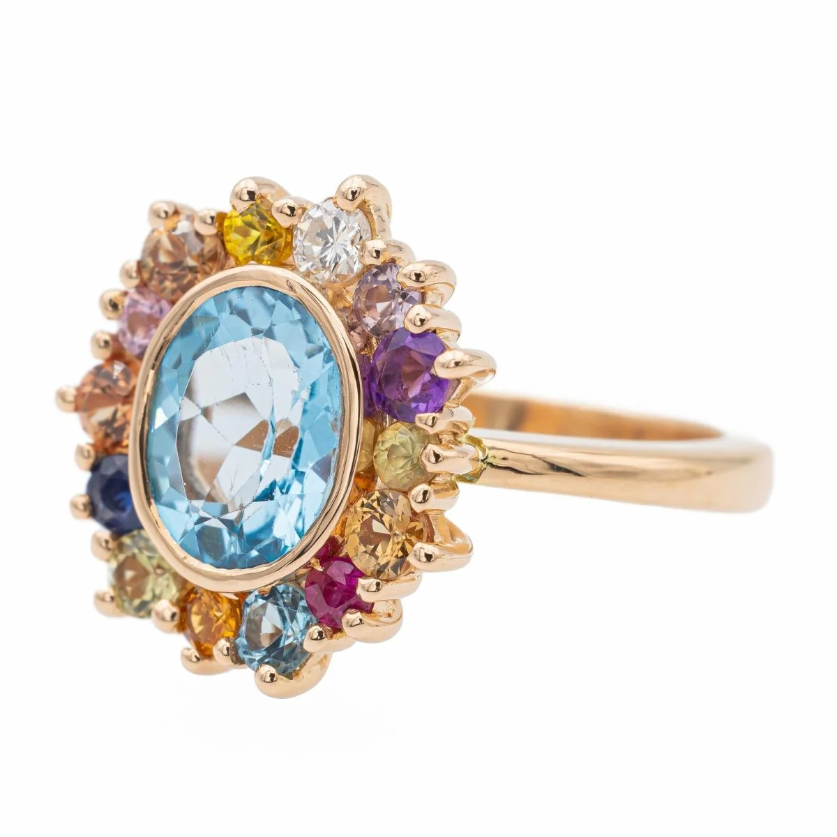 Marguerite ring in pink gold and topaz - Image 3