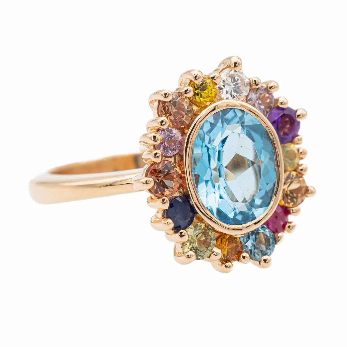 Marguerite ring in pink gold and topaz - Image 7